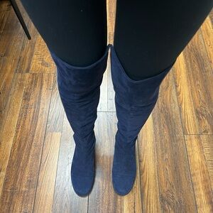 Stuart Weitzman knee high navy blue boots